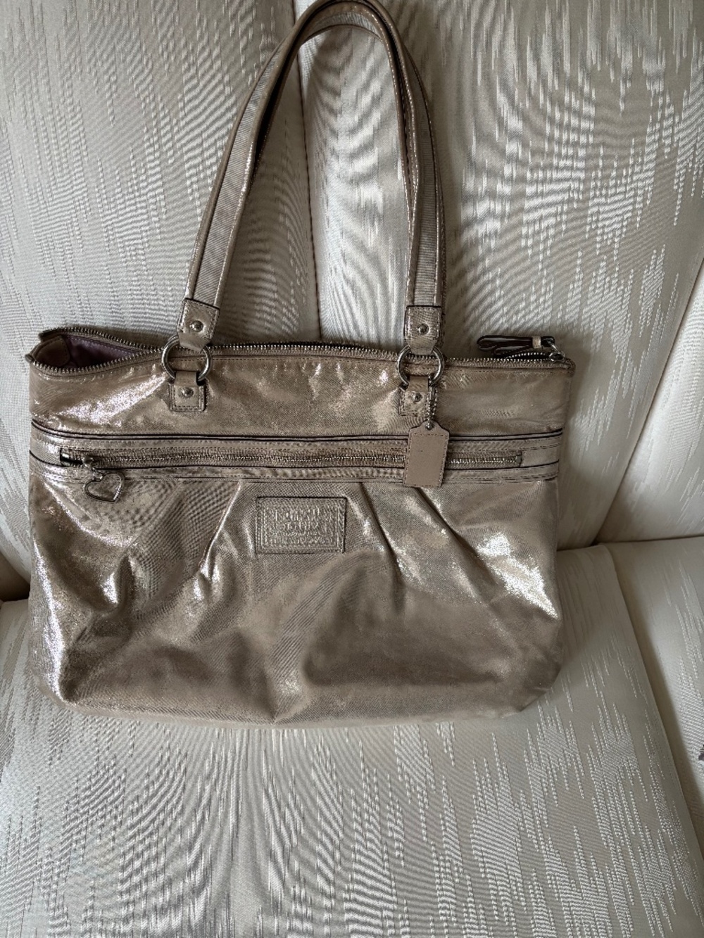 Coach gold suede bag